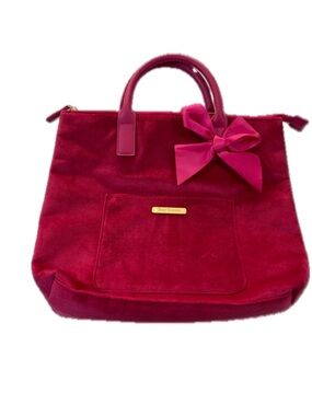 Juicy Couture Raspberry Pink Velvet Tote Bag Fuchsia Bow Purse Handbag OS